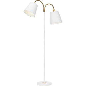 Lampa podłogowa dwuramienna Cia biały/złoty